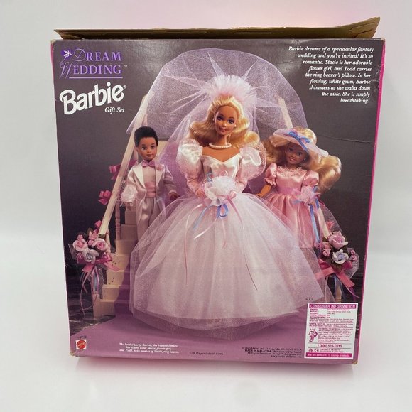1993 Dream Wedding Barbie Stacie & Todd, Limited Edition Gift Set, 3 Dolls NIB - Picture 5 of 12